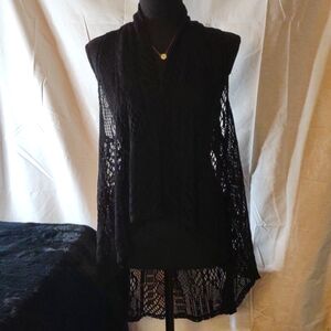 Black Lace Look Knit Vest Wrap by Xhilaration - S/M P/M
